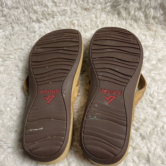 VIONIC High Tide Orthotic tan cork Flip Flop Wedge Thong Sandals Women S… - Picture 9 of 10